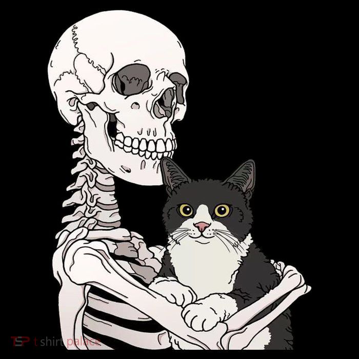 Skeleton Holding Cat Mug
