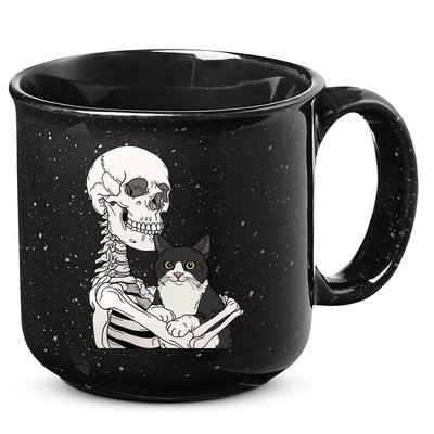 Skeleton Holding Cat 15oz Campfire Ceramic Mug
