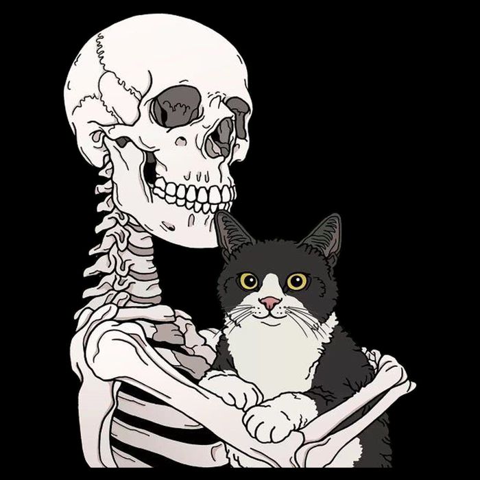 Skeleton Holding Cat 16 in Basic Backpack