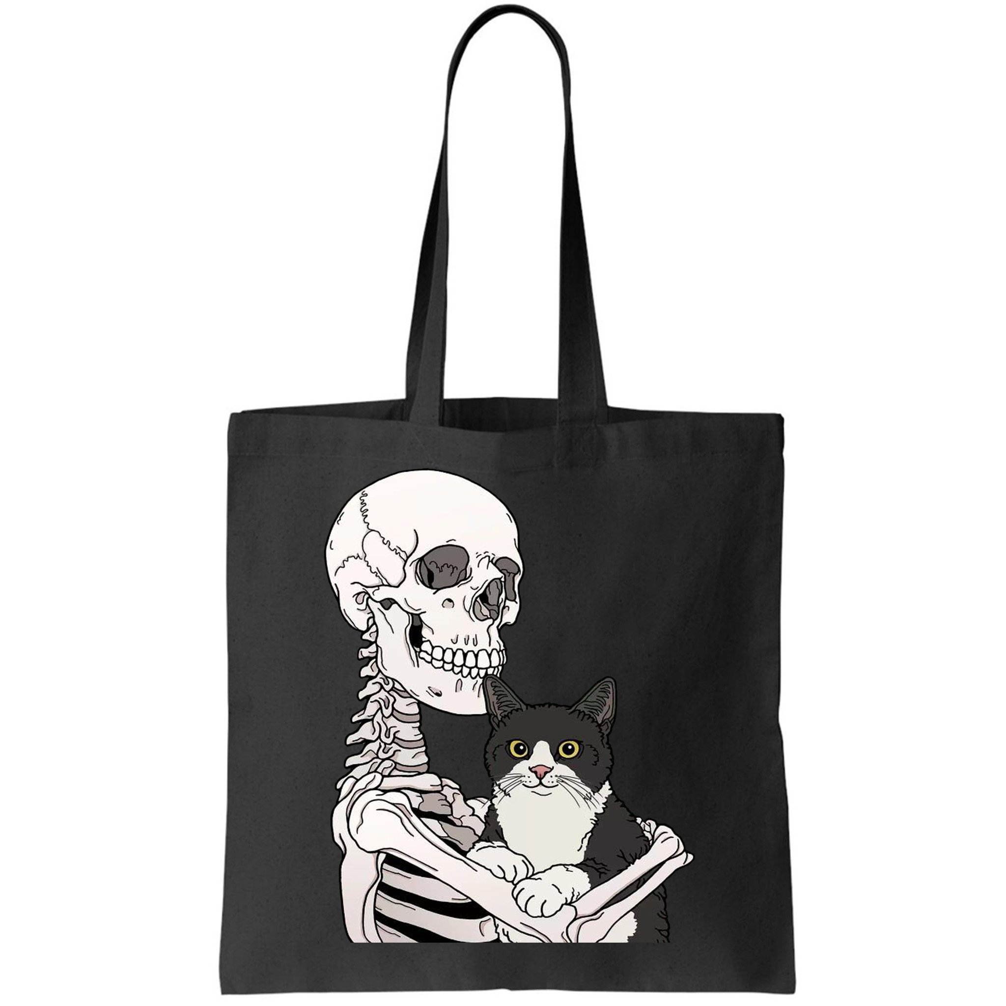 Skeleton Holding Cat Bag