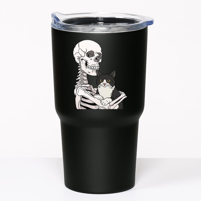 Skeleton Holding Cat Tumbler