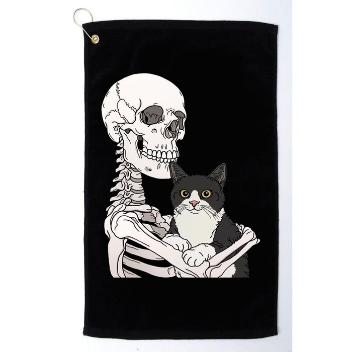 Skeleton Holding Cat Golf Towel