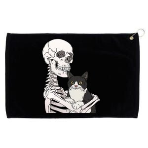 Skeleton Holding Cat Grommeted Golf Towel