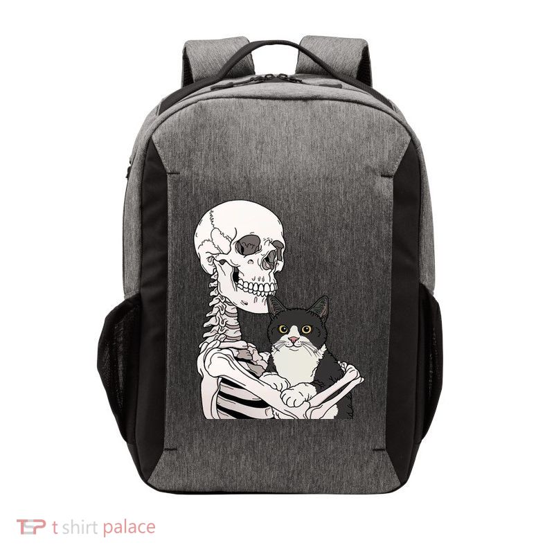 Skeleton Holding Cat Vector Backpack