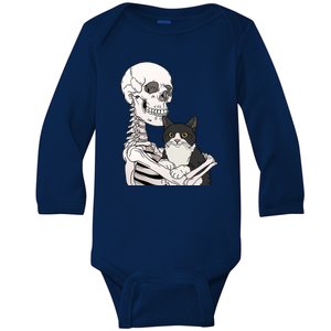 Skeleton Holding Cat Baby Long Sleeve Bodysuit