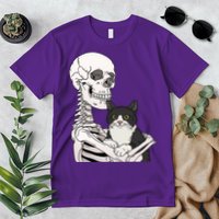 Skeleton Holding Cat Premium T-Shirt