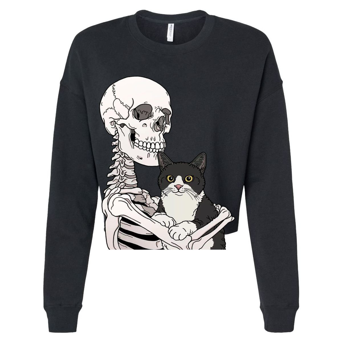 Skeleton Holding Cat Womens T-Shirt
