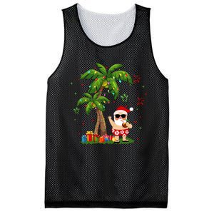 Santa Hawaiian Christmas Palm Tree Lights Xmas Mesh Reversible Basketball Jersey Tank