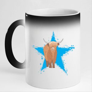 Scottish Highland Cow Star Cow Love Scottish Highland Cows Gift 11oz Black Color Changing Mug