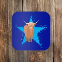 Scottish Highland Cow Star Cow Love Scottish Highland Cows Gift Coaster