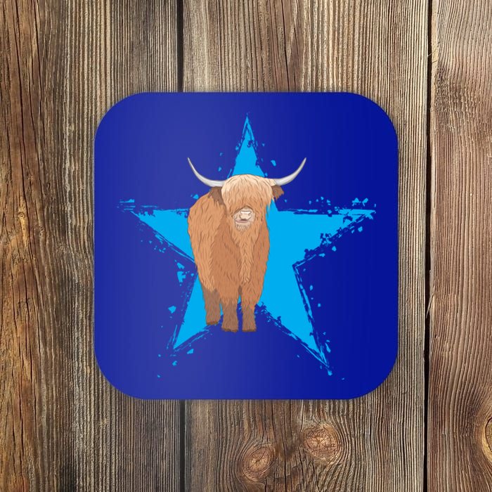 Scottish Highland Cow Star Cow Love Scottish Highland Cows Gift Coaster