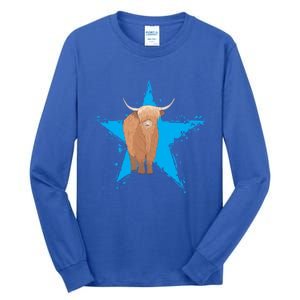 Scottish Highland Cow Star Cow Love Scottish Highland Cows Gift Tall Long Sleeve T-Shirt