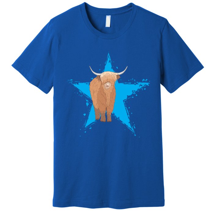 Scottish Highland Cow Star Cow Love Scottish Highland Cows Gift Premium T-Shirt