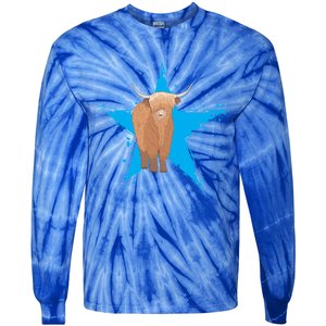 Scottish Highland Cow Star Cow Love Scottish Highland Cows Gift Tie-Dye Long Sleeve Shirt