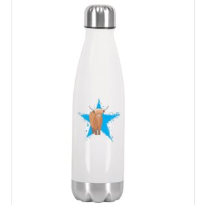 Scottish Highland Cow Star Cow Love Scottish Highland Cows Gift Stainless Steel Insulated Water Bottle