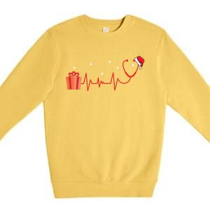 Stethoscope Heartbeat Christmas Nurse Xmas Nursing Cute Gift Premium Crewneck Sweatshirt