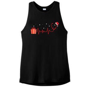 Stethoscope Heartbeat Christmas Nurse Xmas Nursing Cute Gift Ladies PosiCharge Tri-Blend Wicking Tank