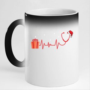 Stethoscope Heartbeat Christmas Nurse Xmas Nursing Cute Gift 11oz Black Color Changing Mug