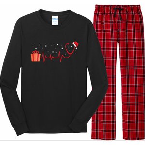 Stethoscope Heartbeat Christmas Nurse Xmas Nursing Cute Gift Long Sleeve Pajama Set