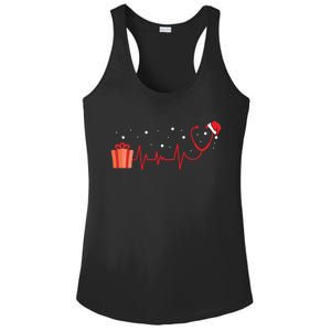 Stethoscope Heartbeat Christmas Nurse Xmas Nursing Cute Gift Ladies PosiCharge Competitor Racerback Tank