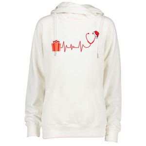 Stethoscope Heartbeat Christmas Nurse Xmas Nursing Cute Gift Womens Funnel Neck Pullover Hood