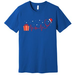 Stethoscope Heartbeat Christmas Nurse Xmas Nursing Cute Gift Premium T-Shirt