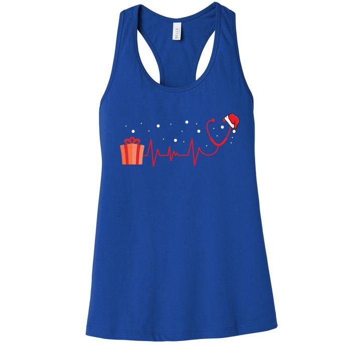 Stethoscope Heartbeat Christmas Nurse Xmas Nursing Cute Gift Women's Racerback Tank