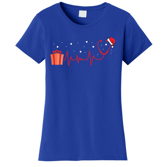 Stethoscope Heartbeat Christmas Nurse Xmas Nursing Cute Gift Women's T-Shirt