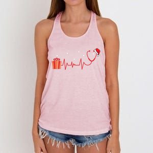 Stethoscope Heartbeat Christmas Nurse Xmas Nursing Cute Gift Women's Knotted Racerback Tank