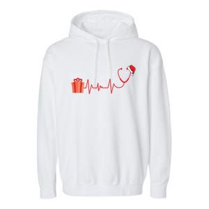 Stethoscope Heartbeat Christmas Nurse Xmas Nursing Cute Gift Garment-Dyed Fleece Hoodie