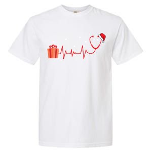 Stethoscope Heartbeat Christmas Nurse Xmas Nursing Cute Gift Garment-Dyed Heavyweight T-Shirt