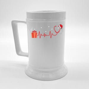 Stethoscope Heartbeat Christmas Nurse Xmas Nursing Cute Gift Beer Stein