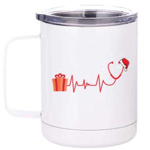 Stethoscope Heartbeat Christmas Nurse Xmas Nursing Cute Gift 12 oz Stainless Steel Tumbler Cup