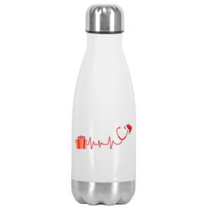 Stethoscope Heartbeat Christmas Nurse Xmas Nursing Cute Gift Stainless Steel Insulated Water Bottle