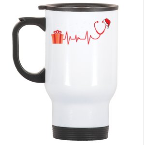 Stethoscope Heartbeat Christmas Nurse Xmas Nursing Cute Gift Stainless Steel Travel Mug