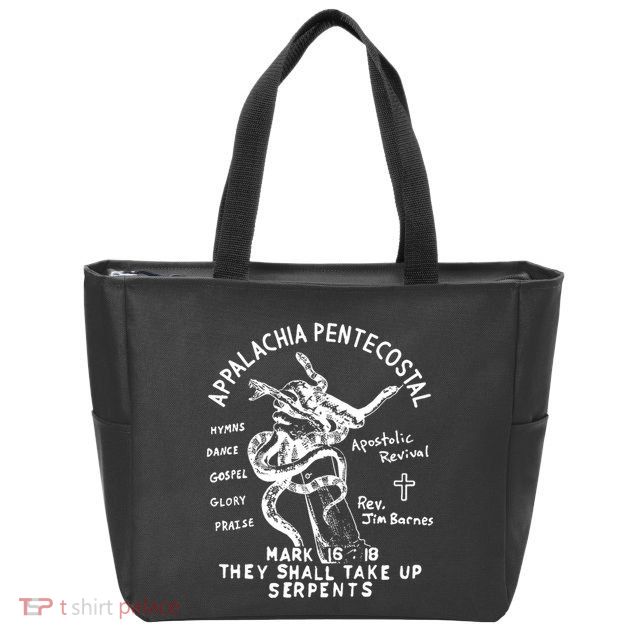 Snake Handling Church Appalachia Pentecostal Zip Tote Bag