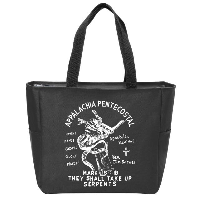 Snake Handling Church Appalachia Pentecostal Zip Tote Bag