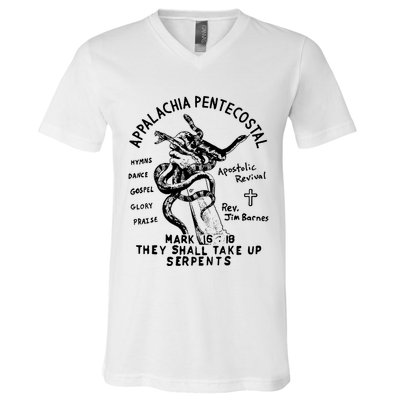 Snake Handling Church Appalachia Pentecostal V-Neck T-Shirt