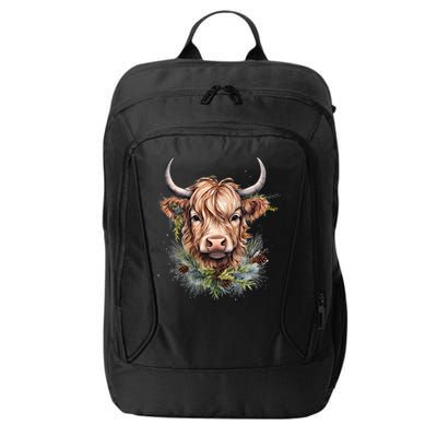 Scottish Highland Cow Cattle Hairy Cow Christmas Funny Gift City Backpack
