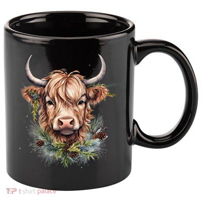 Scottish Highland Cow Cattle Hairy Cow Christmas Funny Gift 11oz C Handle Ceramic Mug