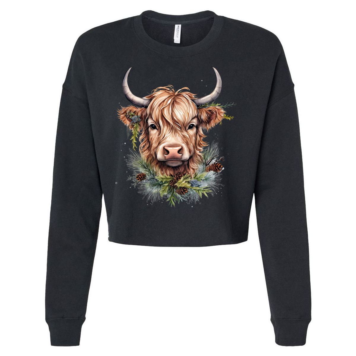 Scottish Highland Cow Cattle Hairy Cow Christmas Funny Gift Cropped Pullover Crew