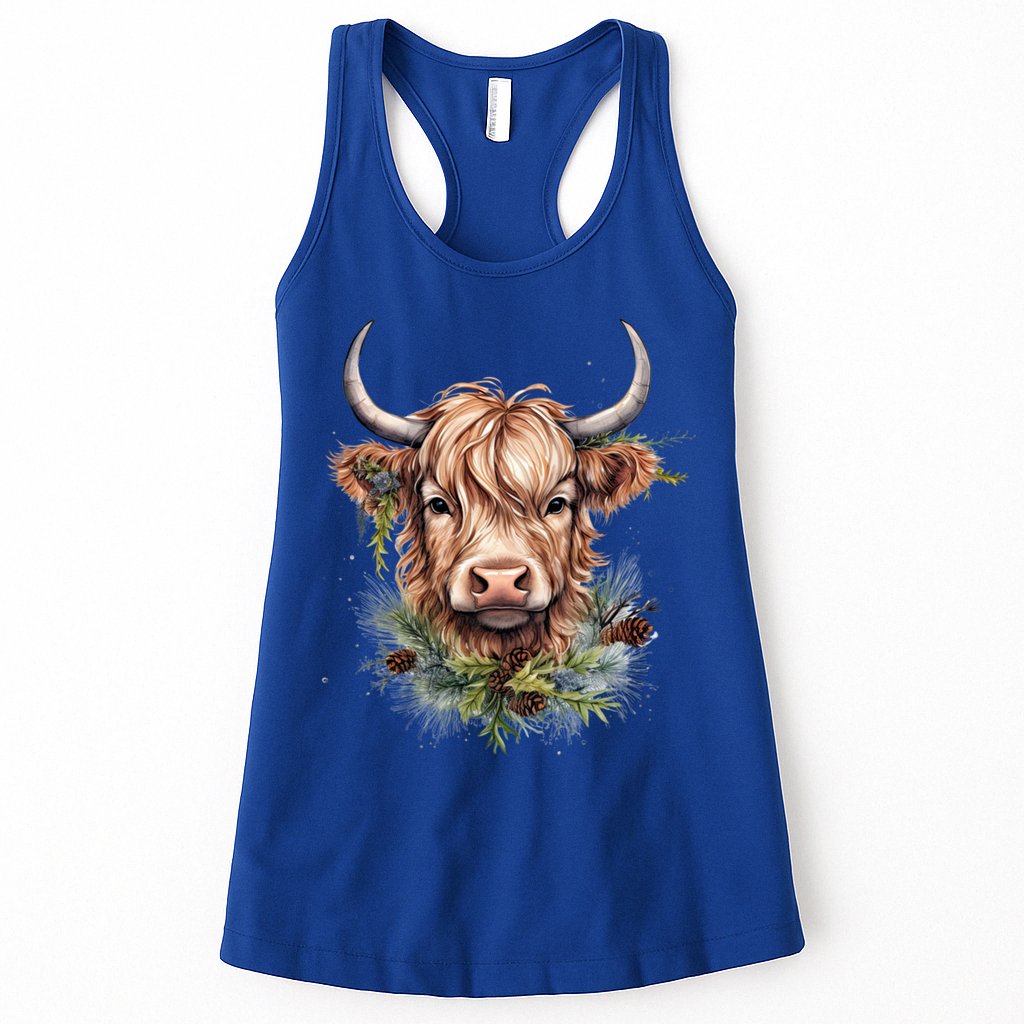 Scottish Highland Cow Cattle Hairy Cow Christmas Funny Gift Womens Tank Top