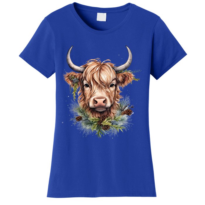 Scottish Highland Cow Cattle Hairy Cow Christmas Funny Gift Women's T-Shirt