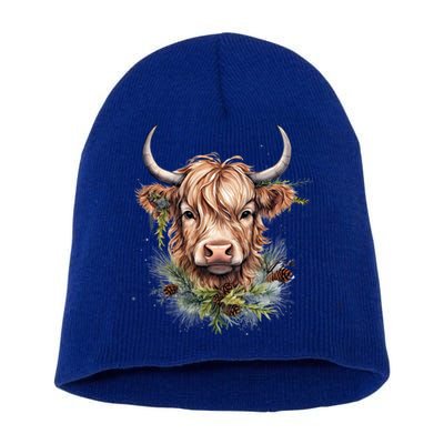 Scottish Highland Cow Cattle Hairy Cow Christmas Funny Gift Short Acrylic Beanie