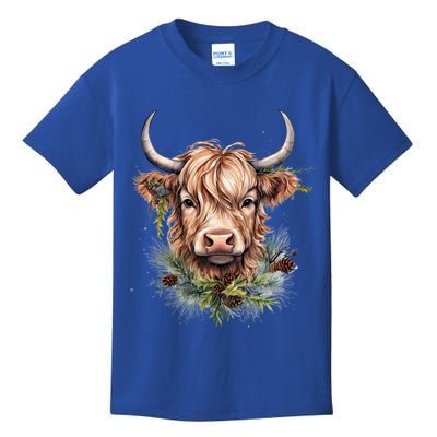Scottish Highland Cow Cattle Hairy Cow Christmas Funny Gift Kids T-Shirt