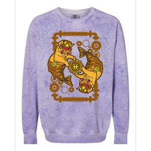 Steampunk Horoscope Cat Pisces Funny Cat Astrology Gift Colorblast Crewneck Sweatshirt