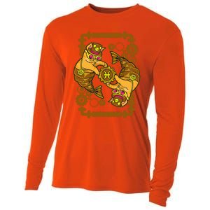 Steampunk Horoscope Cat Pisces Funny Cat Astrology Gift Cooling Performance Long Sleeve Crew