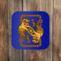 Steampunk Horoscope Cat Pisces Funny Cat Astrology Gift Coaster