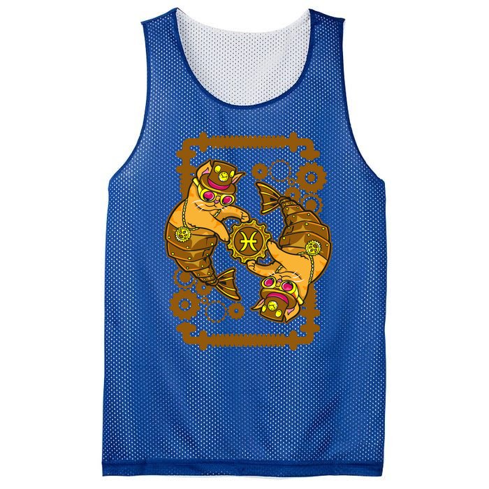 Steampunk Horoscope Cat Pisces Funny Cat Astrology Gift Mesh Reversible Basketball Jersey Tank