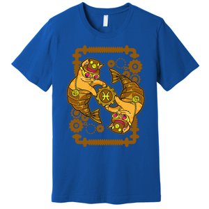 Steampunk Horoscope Cat Pisces Funny Cat Astrology Gift Premium T-Shirt